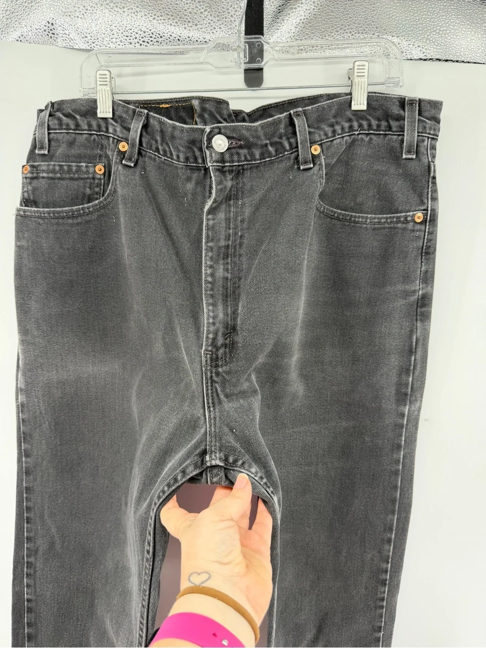 VTG USA Levi's 505 Workwear Streetwear Grunge Faded Black Jeans Sz40x34